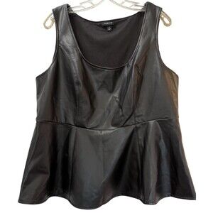 Torrid Faux Leather Peplum Plus Size 1X Black Sleeveless Top Gothic Whimsical